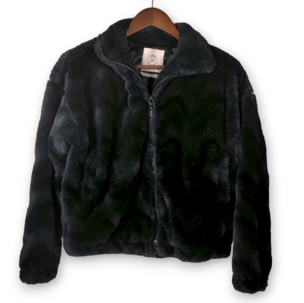 Urban Outfitters UO Eva Faux Fur Chevron Teddy Cozy Bomber Jacket